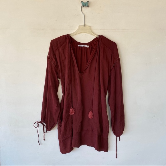 Faithfull The Brand Tropic Shirt in Maroon small - Picture 4 of 9